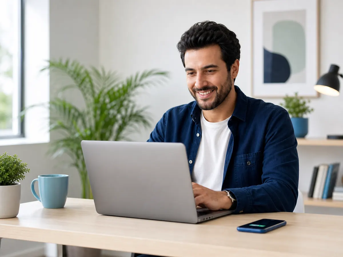 Online eğitime evden katılan bir kişi
